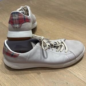 Cole Haan Tennis Fashion Sneaker Leather Plaid Lace Up Mens 8.5 Grandpro Gray